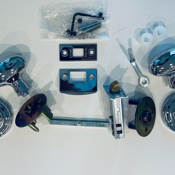 Baldwin Polished Chrome Complete Privacy Knob Latch Set Made In USA Original Box - Picture 2 of 8